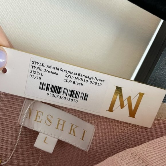 NWT Adoria Strapless Bandage Dress MESHKI L - Picture 3 of 3